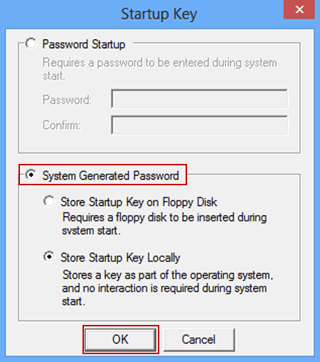 choose system generated password