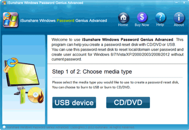 choose usb drive to create windows 8.1 password reset disk