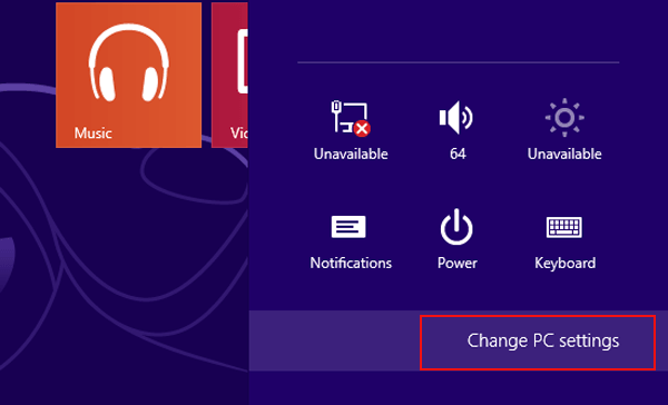select Change PC settings
