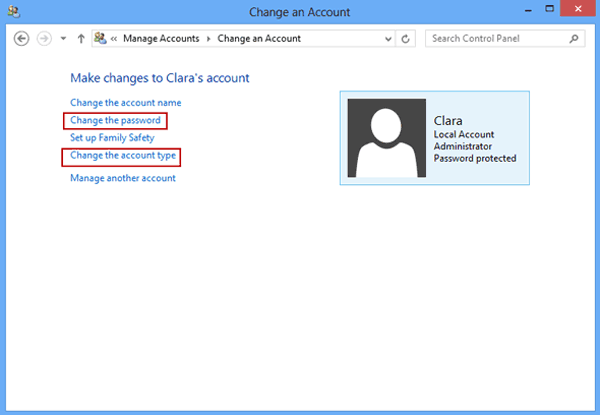change windows 8.1 user password