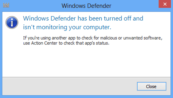 Cannot Turn Off Windows Defender Windows 7