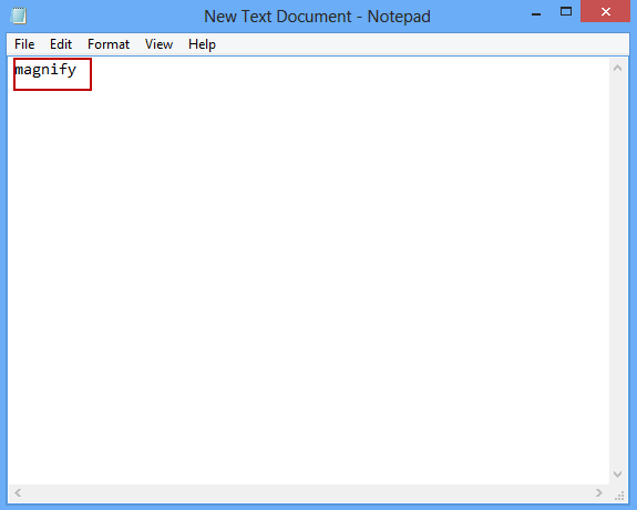 input magnify in new text document
