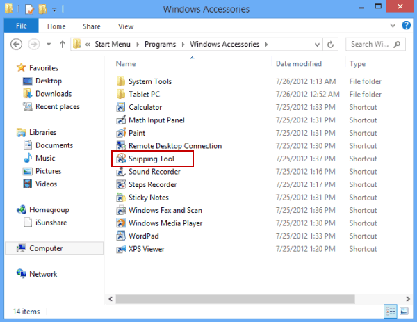 find snipping tool shortcut