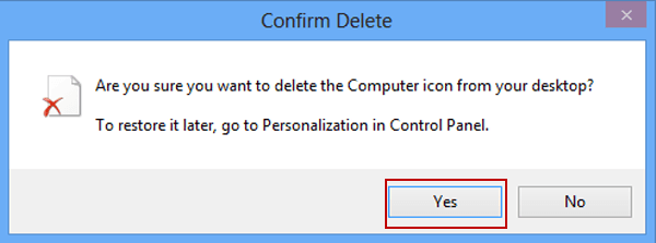 choose yes to confirm delete