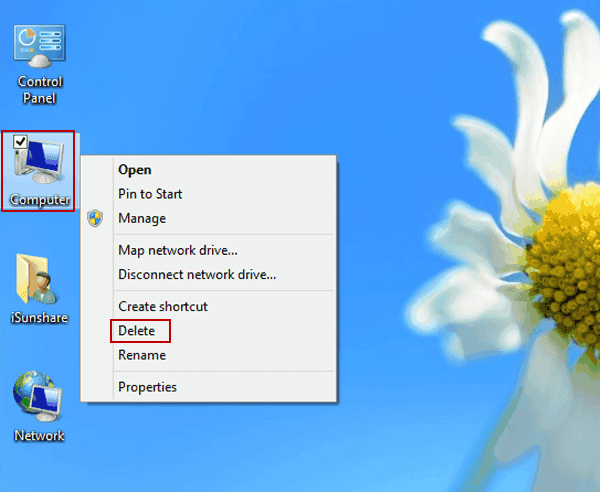 right click computer icon and choose delete