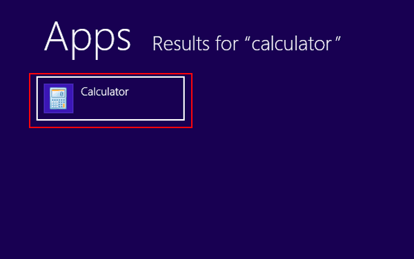 select calculator in search results