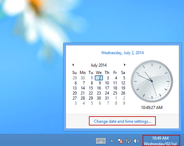 click clock and tap change date and time settings