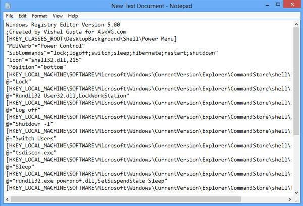 paste commands to new text document