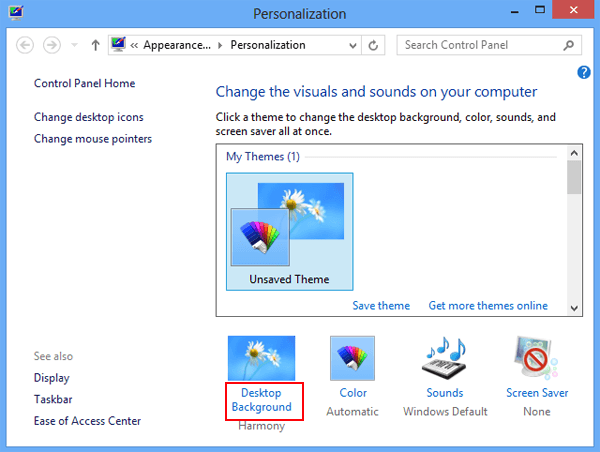 click desktop background in personalization window