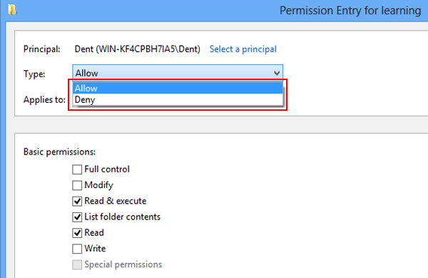 change permission type