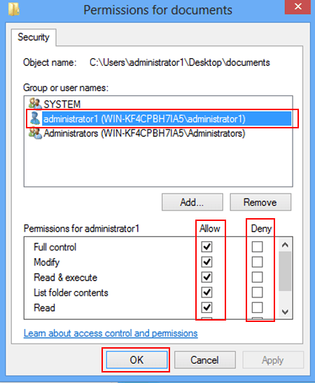 choose the group or user and change permissions