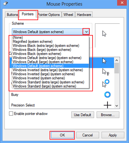 select a scheme