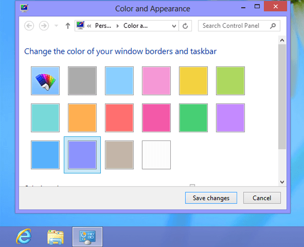 window border and taskbar color changed
