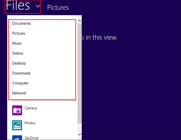 select the place where pictures are saved