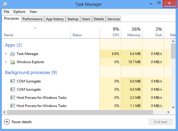 close task manager