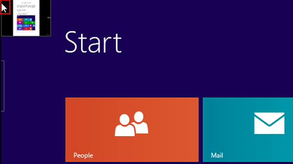 move the mouse arrow to upper left corner of start menu