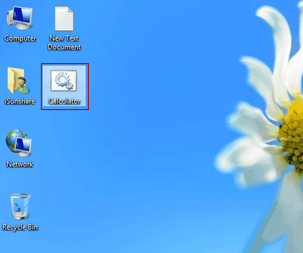 calculator shortcut shown on desktop