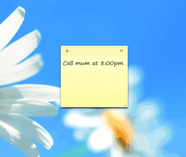 type message in sticky note