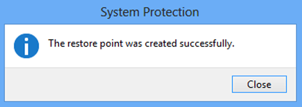 restore point created
