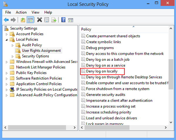 locate and open deny log on locally