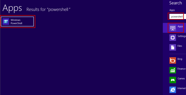 open Windows Powershell by search