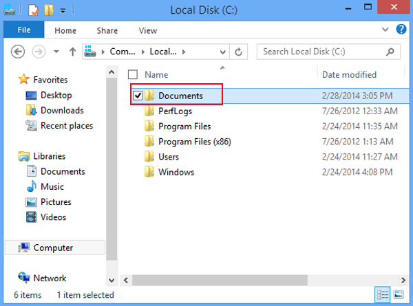 documents folder in c disk