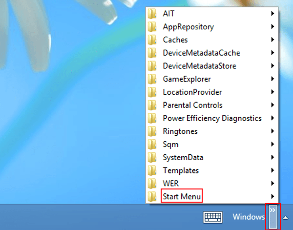 display start menu in Windows