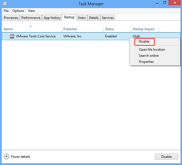 right click a program and select disable