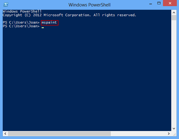 input mspaint in Windows powershell