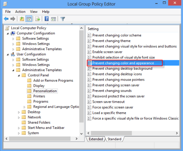 open prevent changing color and apperance setting