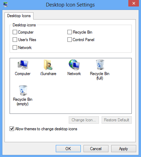 dektop icon settings