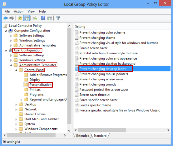 open prevent changing desktop icons setting