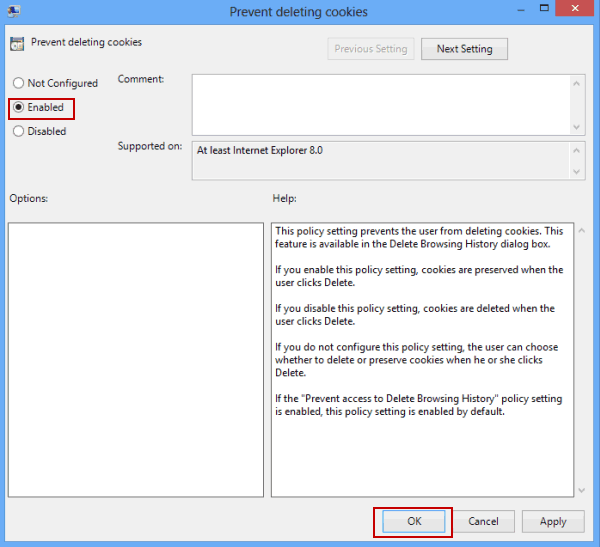 enable the setting