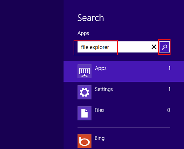 type app name in search box