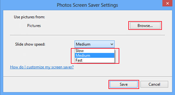more screen saver settings