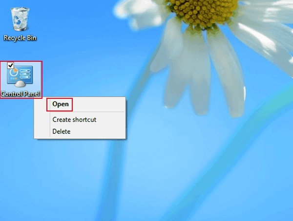 right click control panel and choose open
