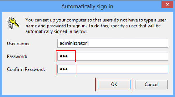 type and retype-administrator password and click ok