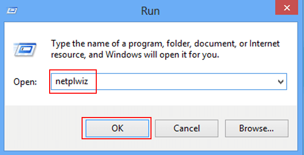 type netplwiz in run box and tap ok