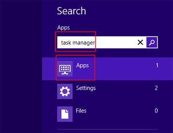 select apps and input task manager in the search box