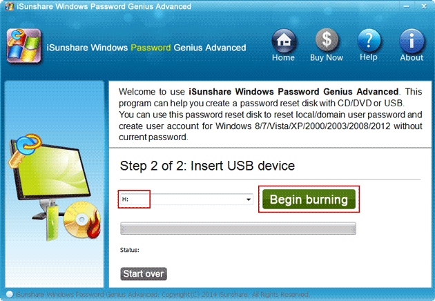 burn a usb boot disk with isunshare program