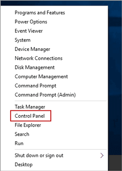open control panel in windows 10 and 8