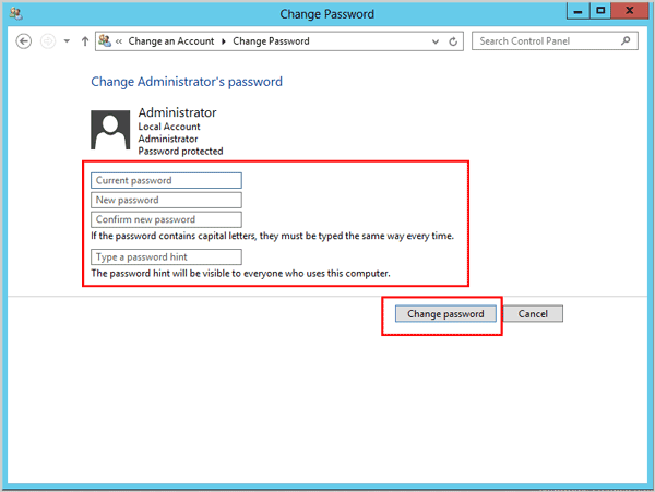 change administrator password