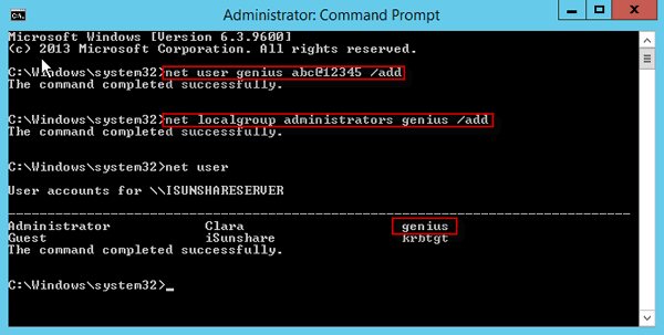 create local administrator with net user command