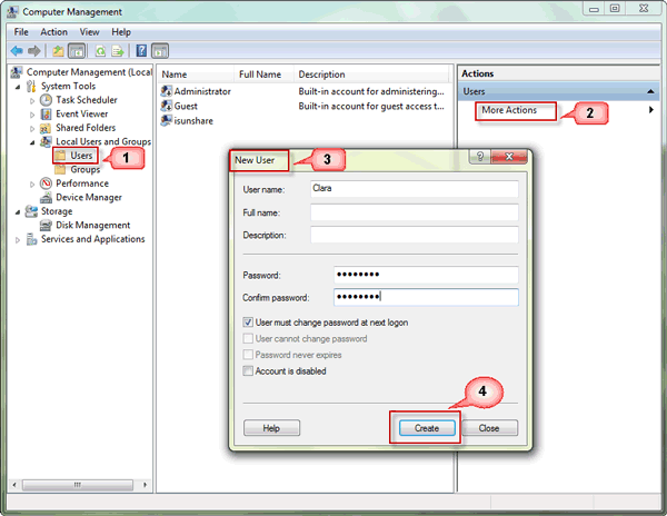 add user account in command management