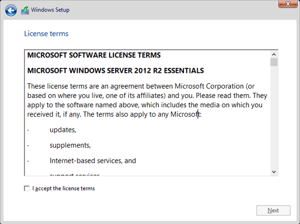 accept server 2012 r2 license terms