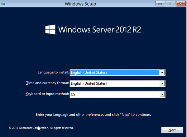 windows server 2012 r2 setup