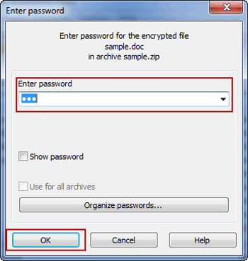 extract old zip file with password