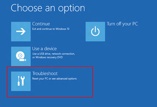 click troubleshoot