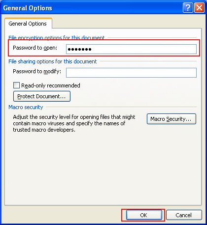 encrypting word documents 2007