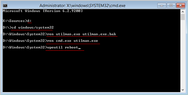 recover windows server 2008 password with command line